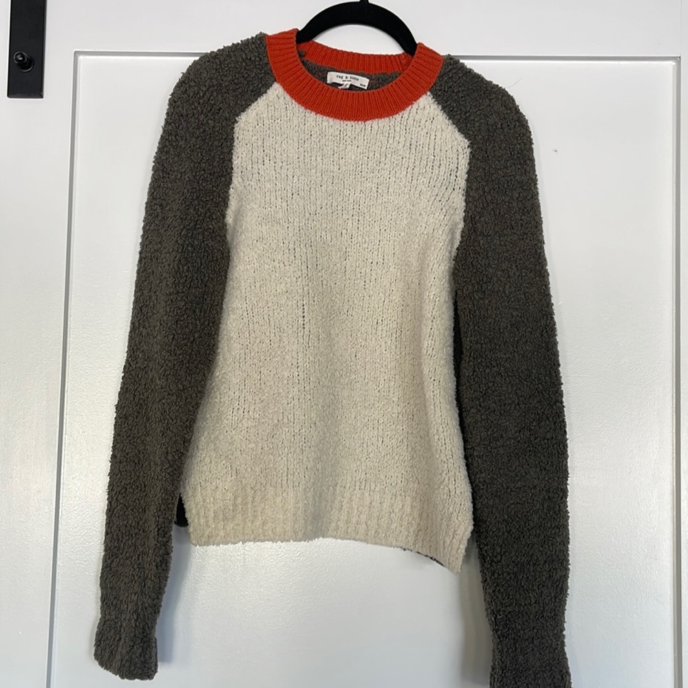 Rag and bone women’s XS crew neck extra fine  merino wool sweater multicolored